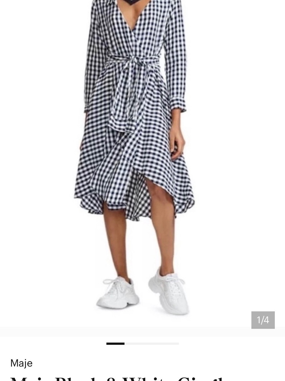 MAJE Black & White Gingham Wrap Skirt BNWT